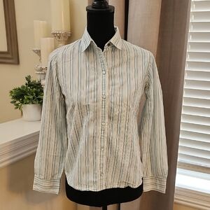 Womens Striped Button Down Shirt, Size Small